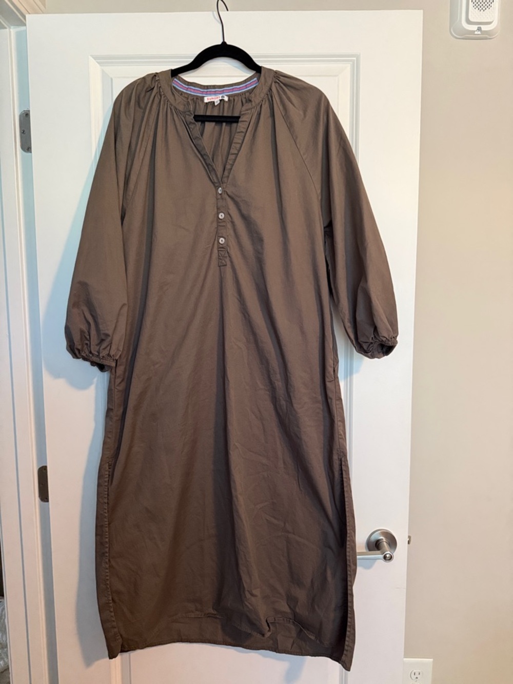 Sundry Taupe Long Sleeve Cotton Maxi Dress